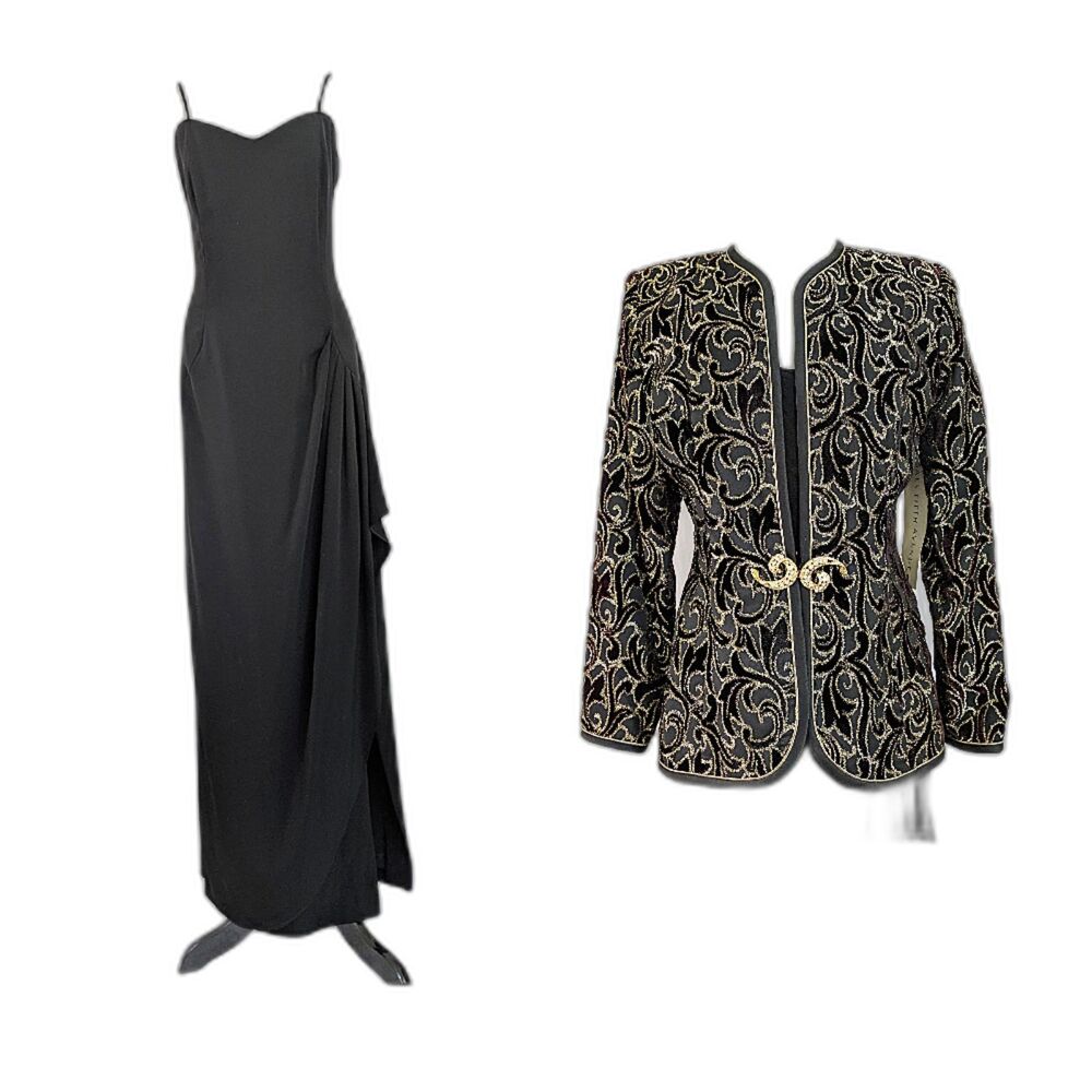Karen Lawrence VTG Velvet Brocade Blazer & Maxi Dress Set NWT Size 10 Old Money